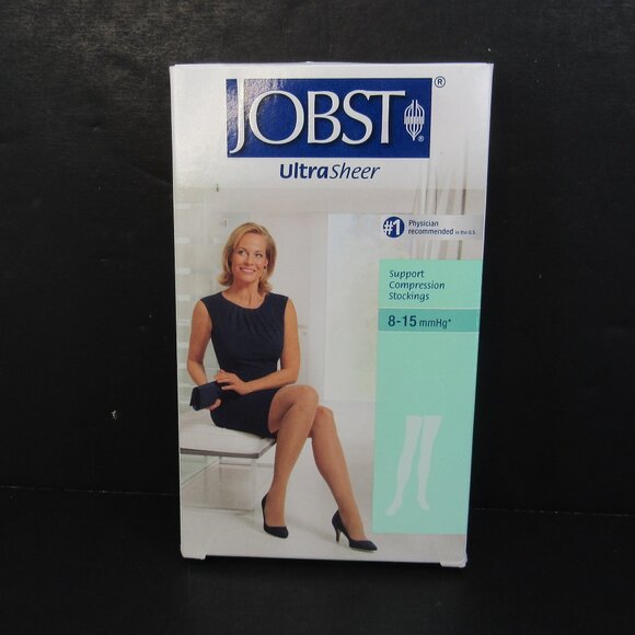 Jobst Ultra Sheer Classic Black Support Compression Stocking 8-15 mmHg Thigh CT - Picture 1 of 7